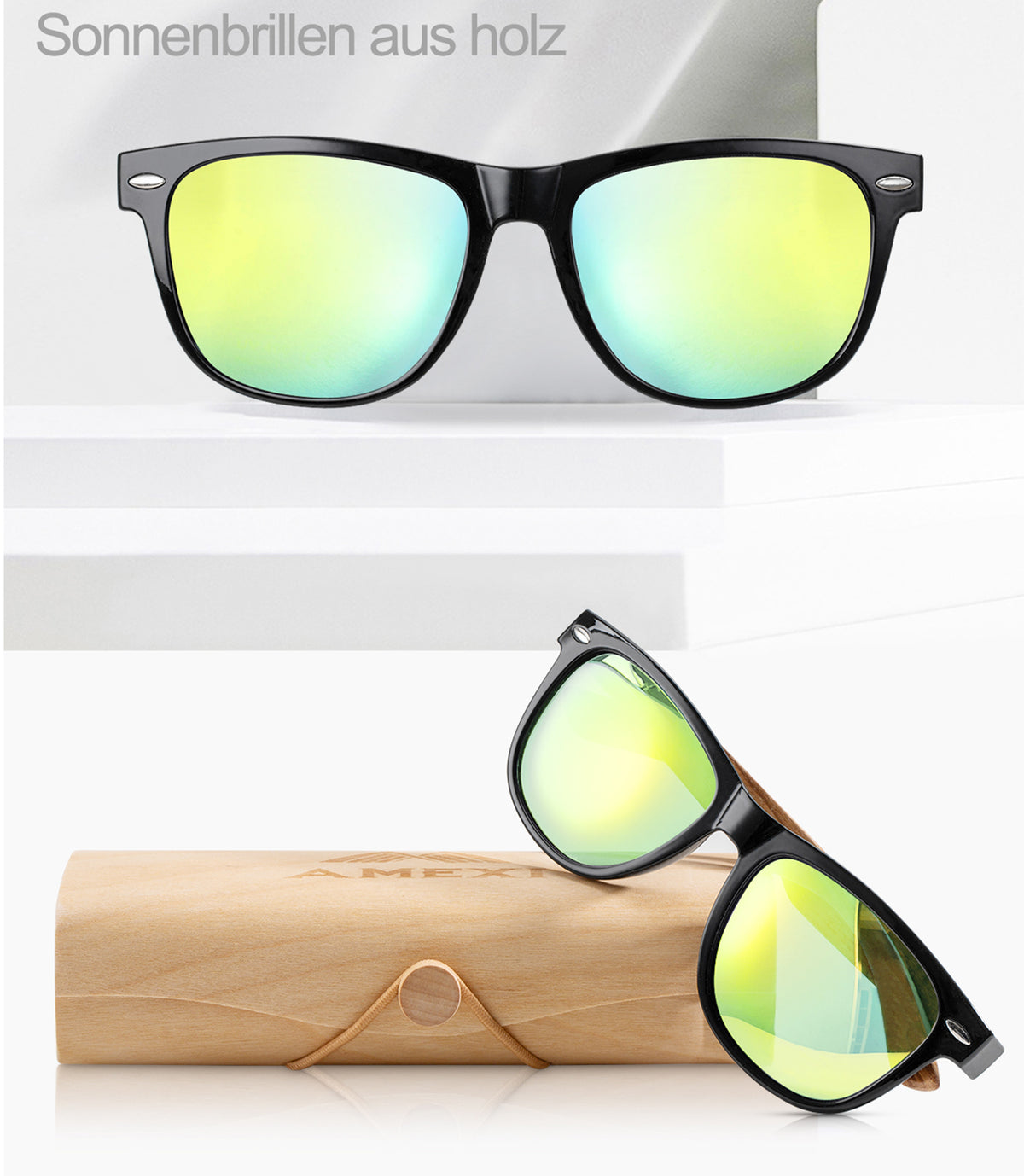 AMXI Holzsonnenbrille für Männer und Frauen