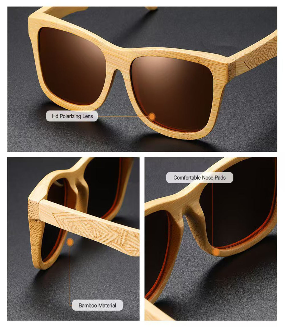 sunglasses polarized with nature bamboo for unisex