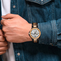 Mechanical watch zebra wood