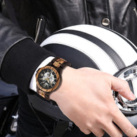 Mechanical watch zebra wood